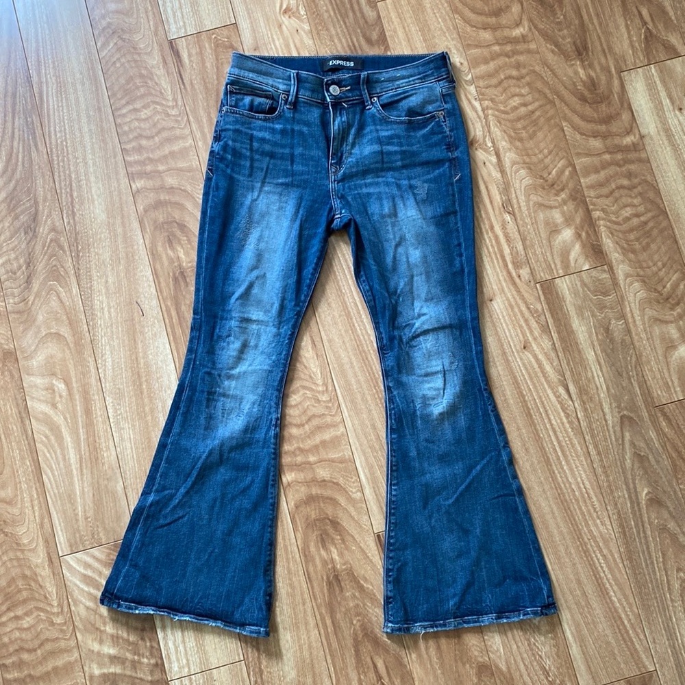 Express bell flare jeans in medium wash
